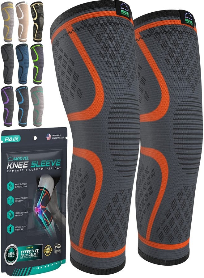 Modvel Knee Braces for Knee Pain Women & Men - 2 Pack Knee Brace for Knee Pain Set, Knee Brace Compression Sleeve, Knee Braces for Knee Pain Meniscus Tear, ACL & Arthritis Pain Relief - Knee Sleeves - Image 1