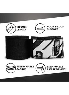 Sanabul  Elastic Professional 180 inch Handwraps for Boxing Kickboxing Muay Thai MMA (Black, 180 inch)  - Image 3