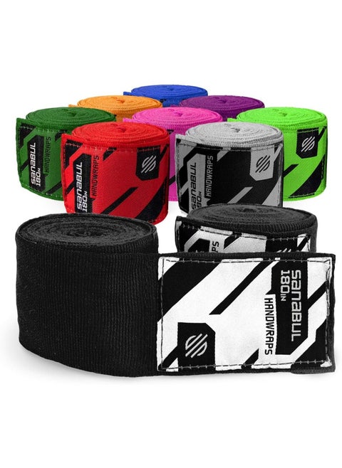 Elastic Professional 180 inch Handwraps for Boxing Kickboxing Muay Thai MMA (Black, 180 inch)
