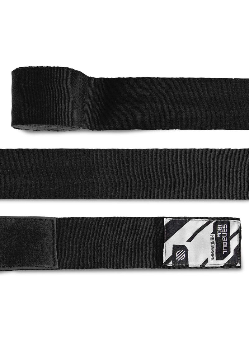 Sanabul  - Elastic Professional 180 inch Handwraps for Boxing Kickboxing Muay Thai MMA (Black, 180 inch) - Image 1