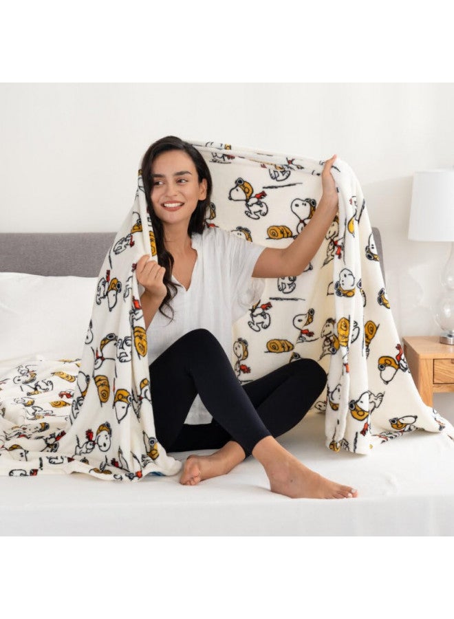 Berkshire Blanket Berkshire Blanket Peanuts® VelvetLoft® Cute Character Snoopy Plush Blanket,The Flying Ace,Full/Queen 90 in x 90 in (Official Peanuts® Product)  - Image 2