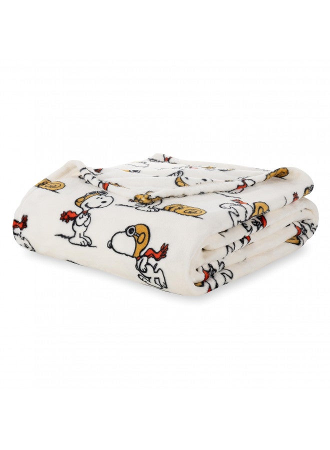 Berkshire Blanket Berkshire Blanket Peanuts® VelvetLoft® Cute Character Snoopy Plush Blanket,The Flying Ace,Full/Queen 90 in x 90 in (Official Peanuts® Product)  - Image 1