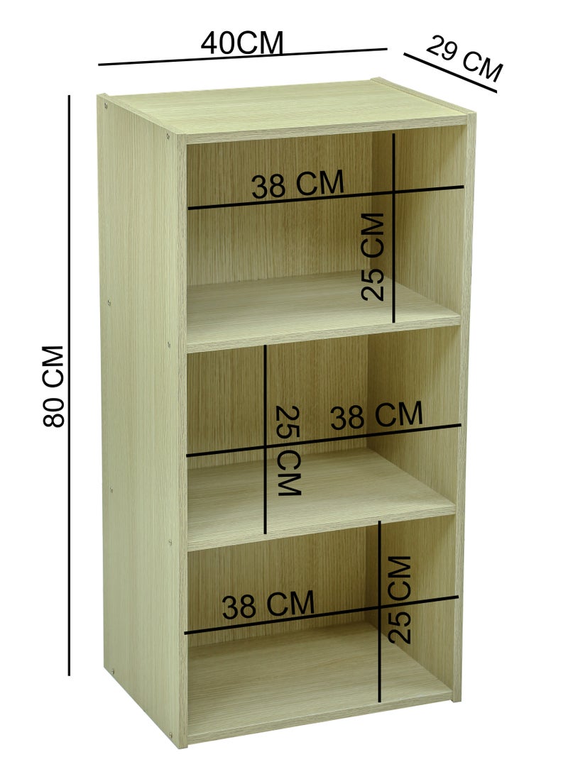 AFT 3-Tier Best | Modern Wooden Open Storage Shelf | Bookcase - Beech Color  - Image 4