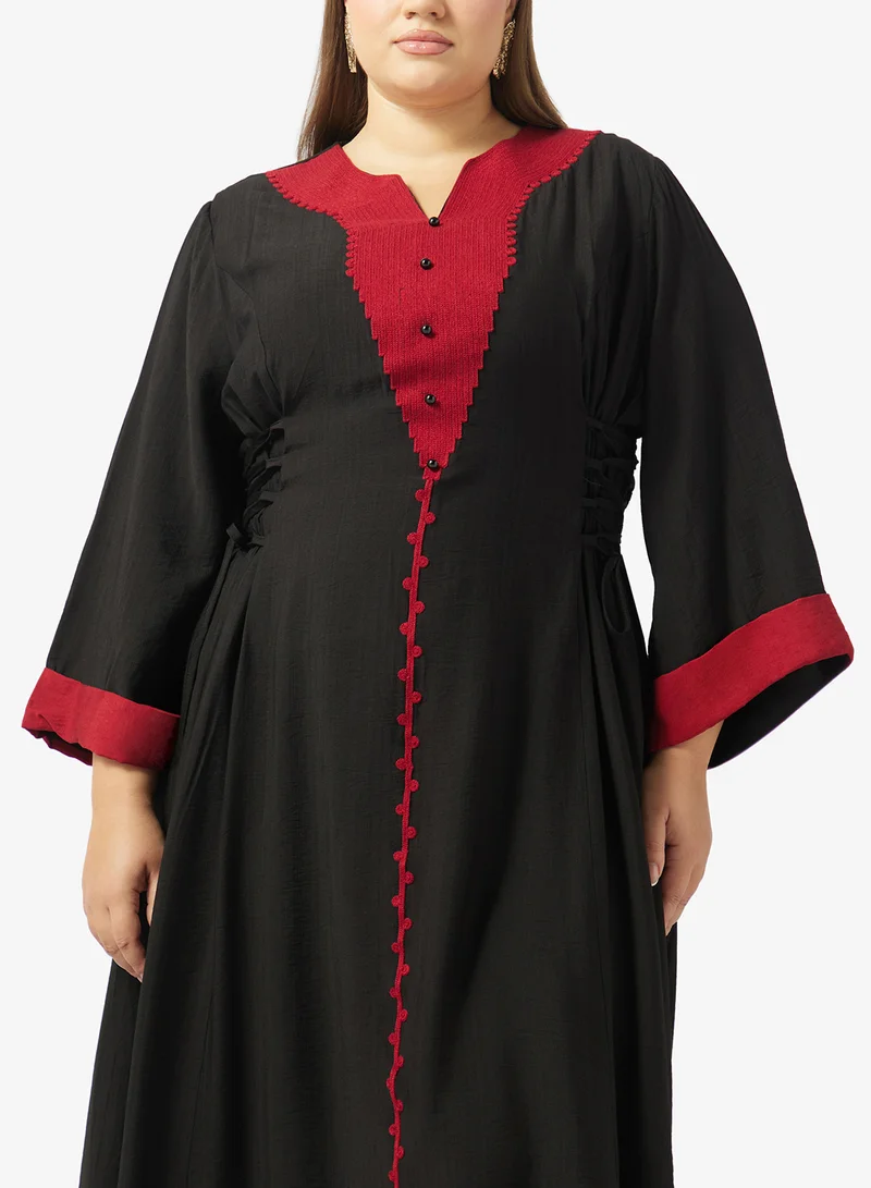 Khizana  Plus Size A-line Colorblock Panel Dress for Women | Best Price UAE