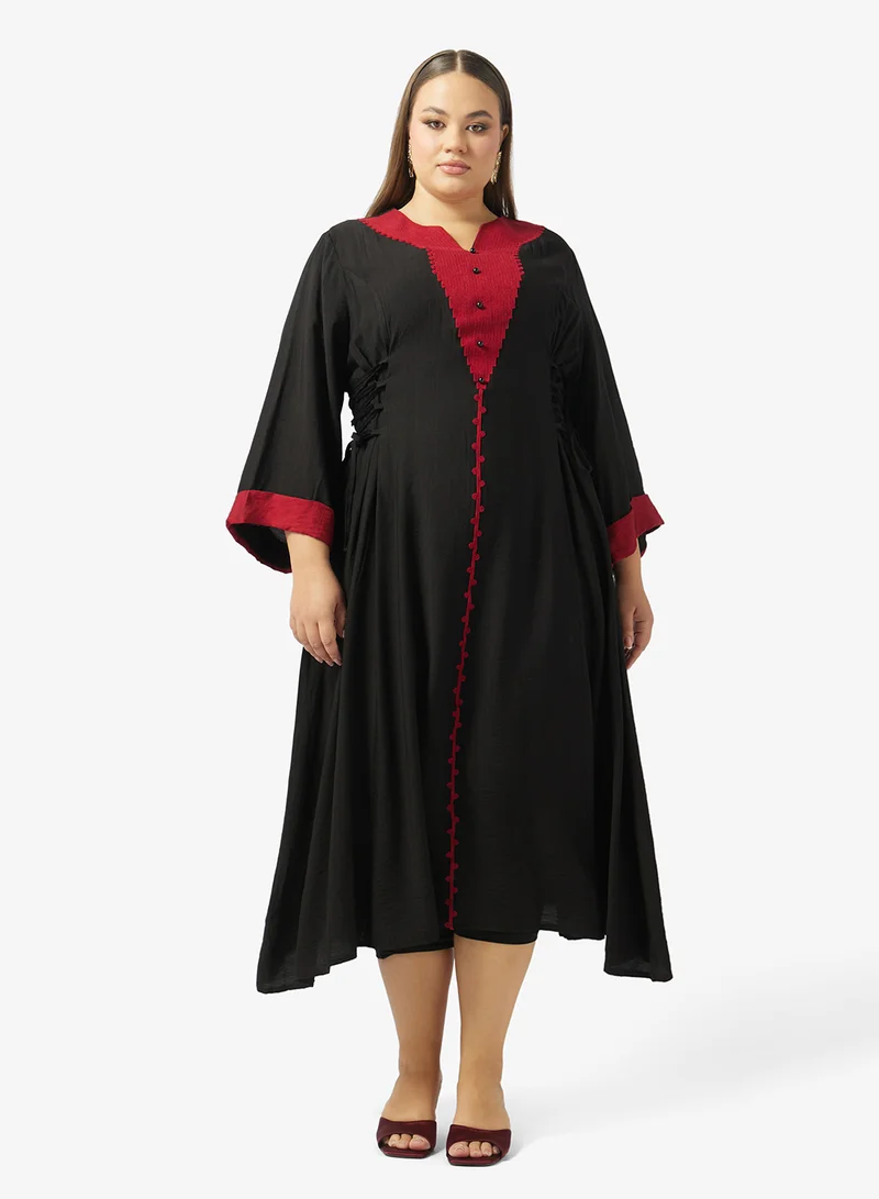 خزانة Plus Size A-line Colorblock Panel Dress