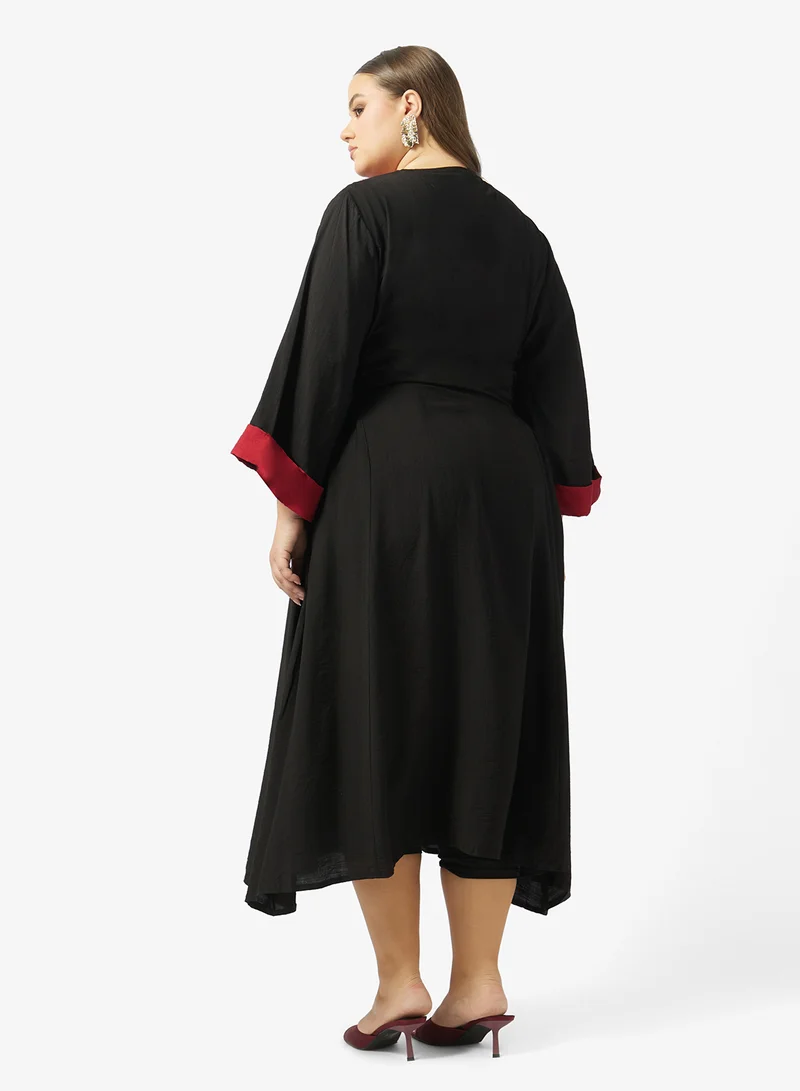 خزانة Plus Size A-line Colorblock Panel Dress