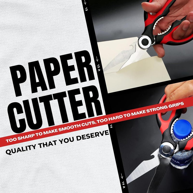 CUTALLO Kitchen Scissors Stainless Steel Sharp Blades with Cushioned Soft TPR Grip for Easy Handling – Heavy Duty Multipurpose Scissors for Meat, Chicken, Fish, Vegetables, & Herbs – Bottle Opener - Image 5