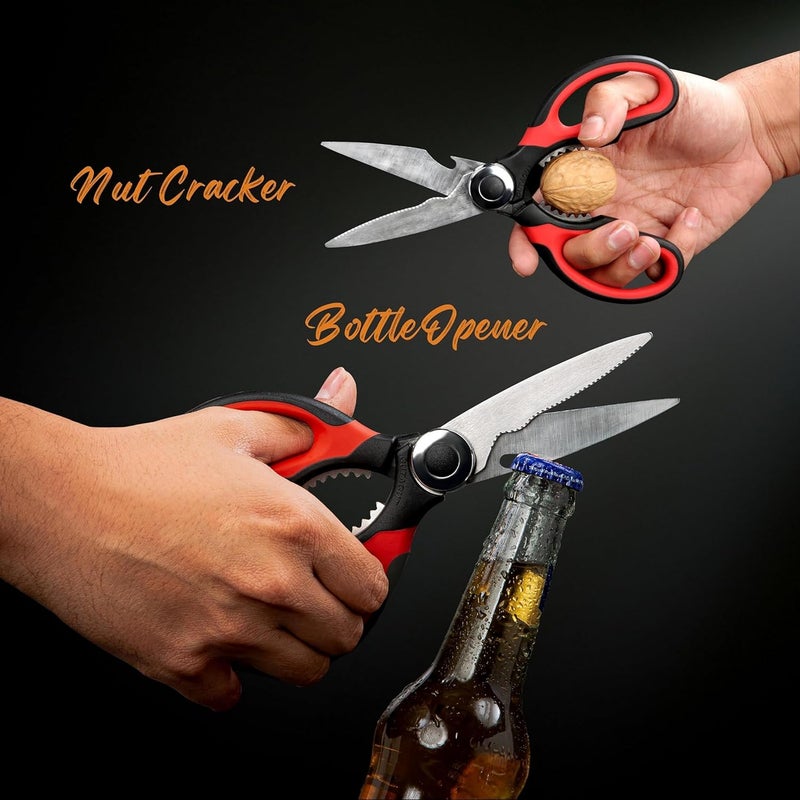 CUTALLO Kitchen Scissors Stainless Steel Sharp Blades with Cushioned Soft TPR Grip for Easy Handling – Heavy Duty Multipurpose Scissors for Meat, Chicken, Fish, Vegetables, & Herbs – Bottle Opener - Image 4