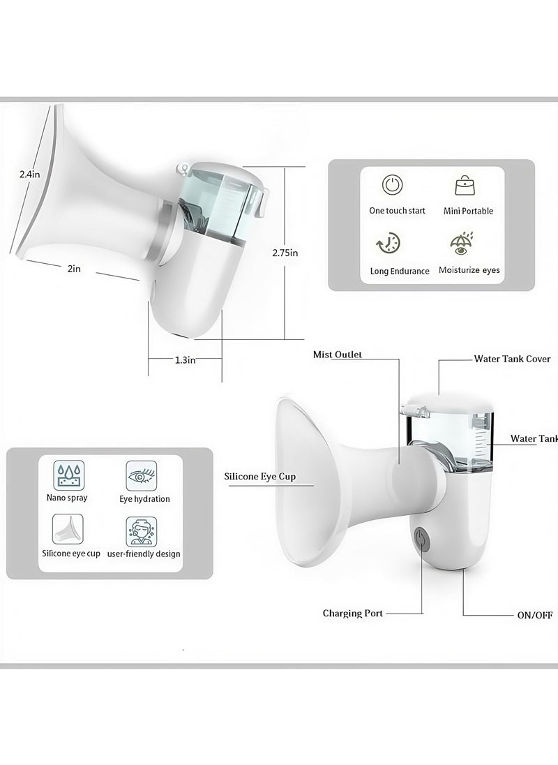 Portable 3-in-1 Mist Inhaler, Facial Steamer & Eye Hydration Nebulizer – Compact Ultrasonic Mesh Nebulizer for Adults and Kids, Travel and Household Use,Quiet Operation for Nose, Throat & Eye Comfort