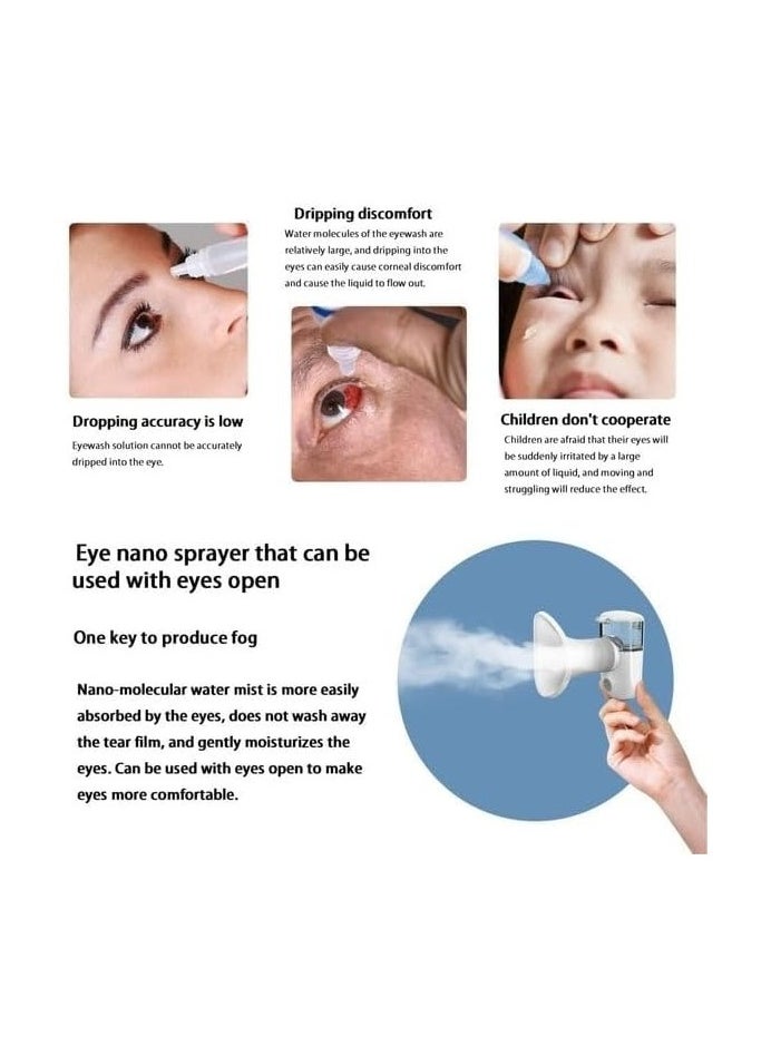 Portable 3-in-1 Mist Inhaler, Facial Steamer & Eye Hydration Nebulizer – Compact Ultrasonic Mesh Nebulizer for Adults and Kids, Travel and Household Use,Quiet Operation for Nose, Throat & Eye Comfort