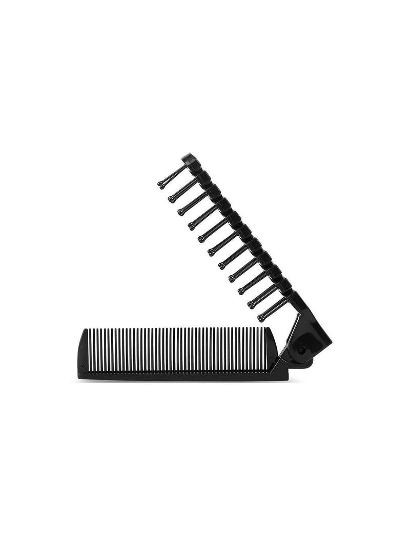 Y&D Black Carbon Barber Fibre Metal-Pin Tail Comb & Cutting Grip Set Anti-static Fine Hairdressing Master Portable Travel Folding Hair Brush - Image 2