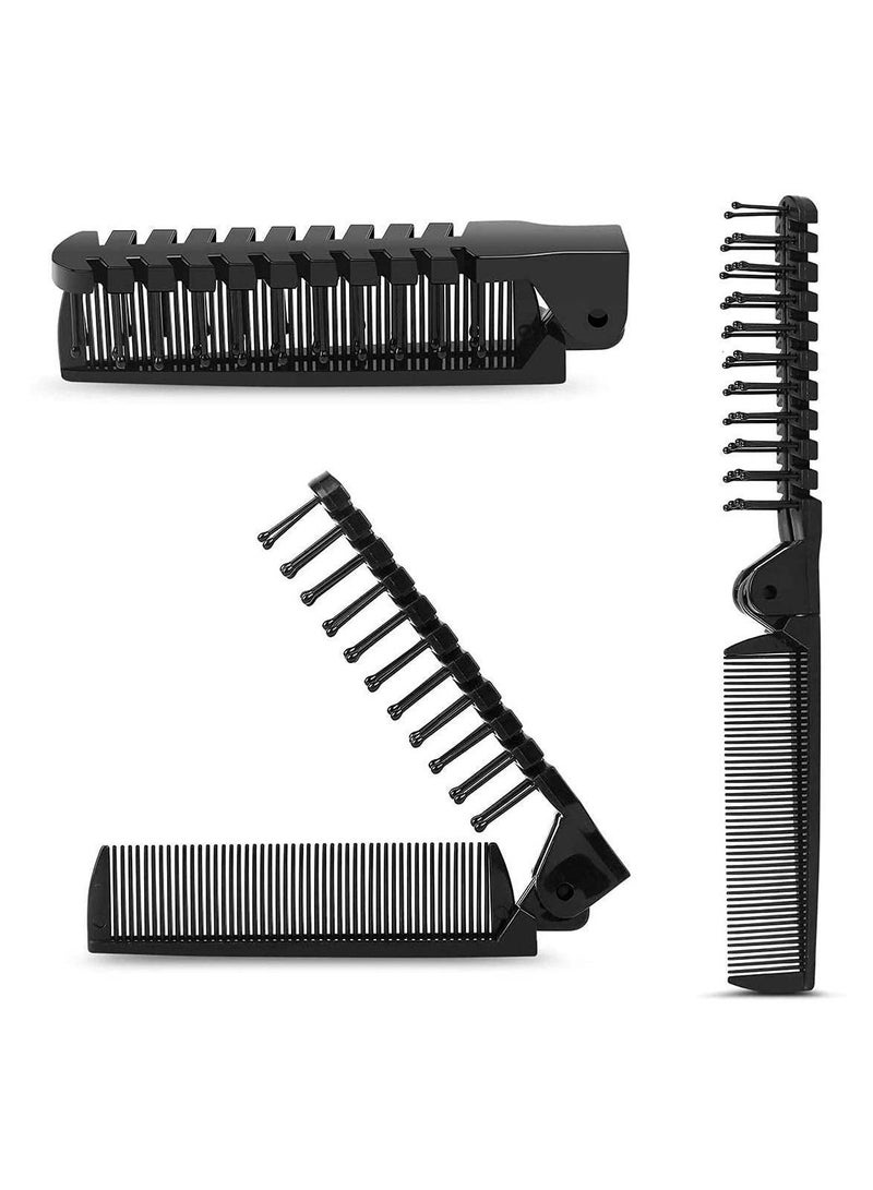 Y&D Black Carbon Barber Fibre Metal-Pin Tail Comb & Cutting Grip Set Anti-static Fine Hairdressing Master Portable Travel Folding Hair Brush - Image 1