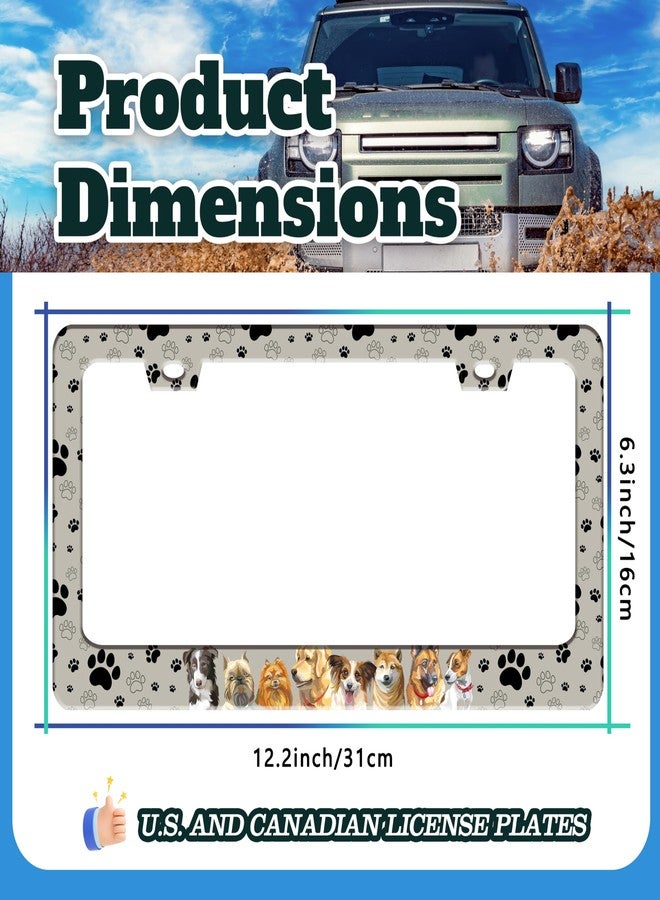 TINALUIN Dog License Plate Frame Pet Paw Prints Stainless Steel License Plate Holder for Front and Rear Car Tags Funny for Car Decoration Accessories with Screws 6.3 X 12.2 in for Women Men - Image 3