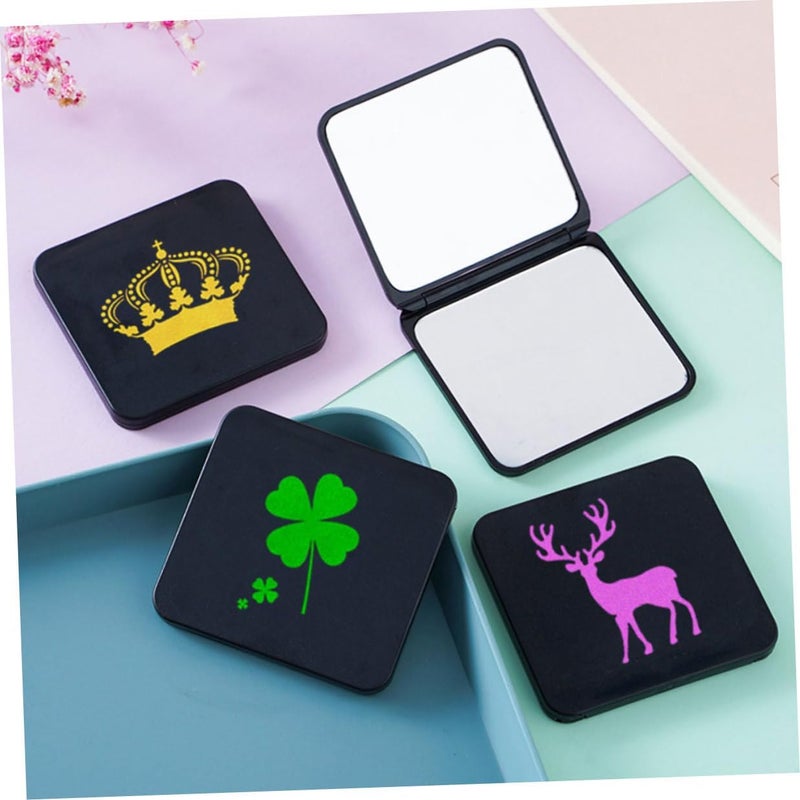 ABOOFAN 4pcs Double-Sided Foldable Makeup Mirrors Compact Travel Cosmetic Mirrors for Women Portable Handheld Pocket with Cartoon Cover Designs - Image 5