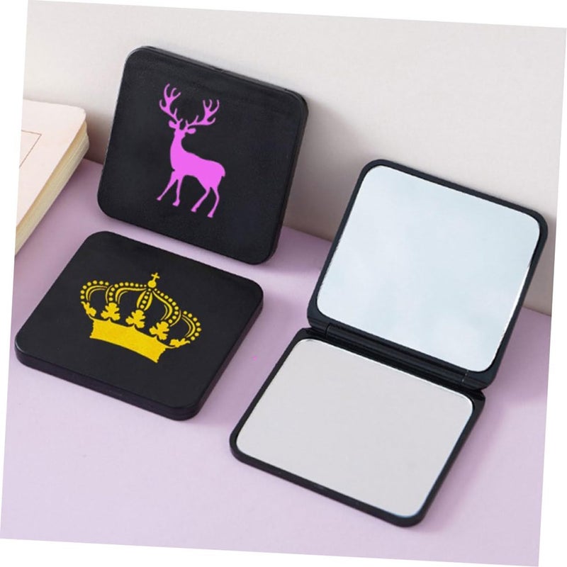 ABOOFAN 4pcs Double-Sided Foldable Makeup Mirrors Compact Travel Cosmetic Mirrors for Women Portable Handheld Pocket with Cartoon Cover Designs - Image 4