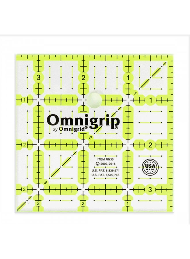 Omnigrid Omnigrid Omnigrip Ruler, 3-" x 3-", Green  - Image 1