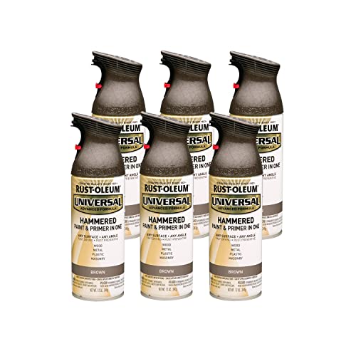 Rust-Oleum 245218-6PK Universal All Surface Hammered Spray Paint, 12 oz, Brown, 6 Pack - Image 1