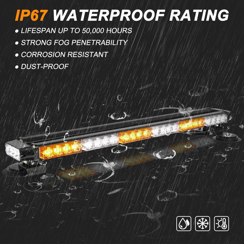 ASPL 29.5" 54 LED Strobe Light Bar Double Side Flashing High Intensity Emergency Warning Flash Strobe Light with Magnetic Base for Safety Construction Vehicles Tow Trucks Pickup (Amber/White) - Image 5
