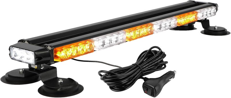 ASPL 29.5" 54 LED Strobe Light Bar Double Side Flashing High Intensity Emergency Warning Flash Strobe Light with Magnetic Base for Safety Construction Vehicles Tow Trucks Pickup (Amber/White) - Image 1