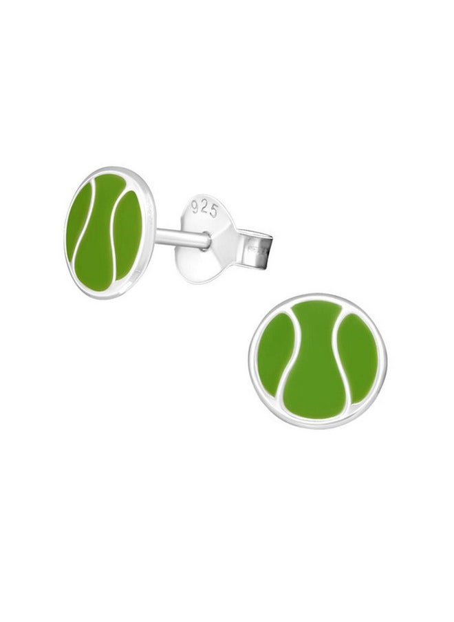 PTN Silver Jewelry - Ptn Tennis Ball Studs Earrings Small Sterling Silver Sport Tennis Player Team Gift (E21839) - Image 1