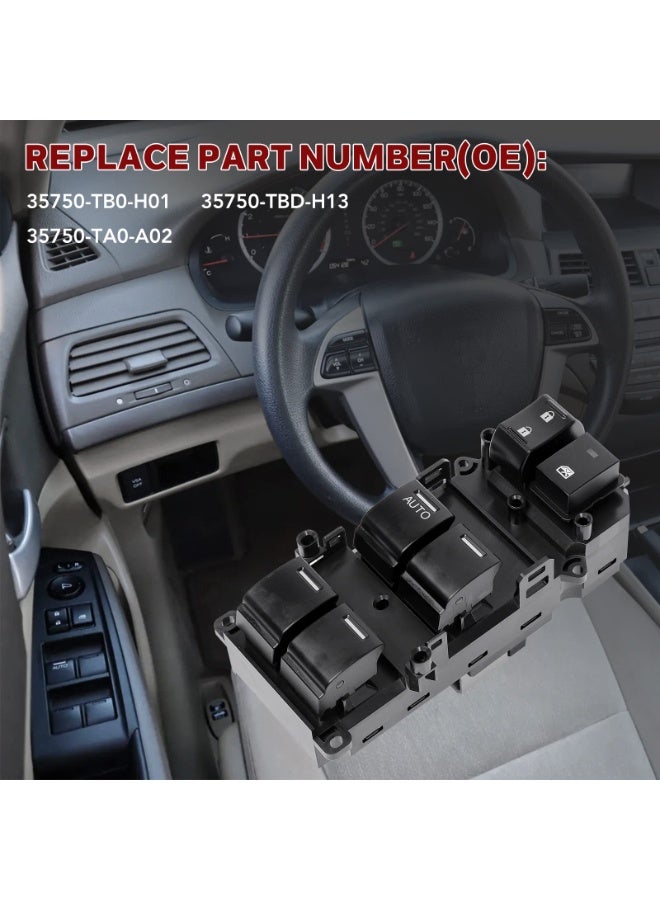 KISSUN 35750-TB0-H01 Driver Side Master Power Window Switch Replacement for Honda Accord 2008 2009 2010 2011 2012, Replace# 35750-TBD-H13, 35750-TA0-A02 - Image 5