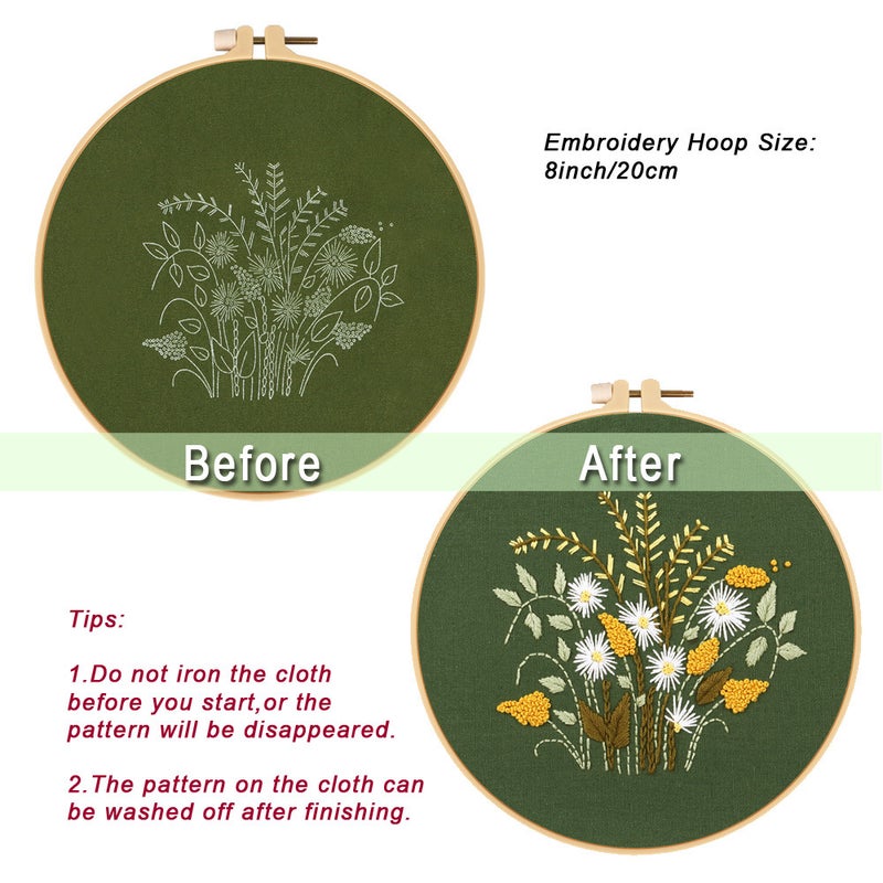 Original Green Chrysanthemum Dandelion Green Daisy Wreath Diy Handmade Embroidery Material Wrapped Cotton English - Image 5