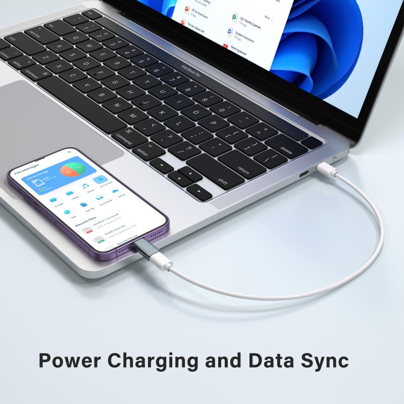 Thousover USB C Type C to Lightning Adapter ï¼ˆ4 Packï¼‰ 1.8-2.2A 15W Fast Charging Support Data Sync,Lightning to USB Type C Cable Adapter for iPhone/iPad/for Airpods,with Anti-Lost Loop,Not for Audio/OTG, Gray - Image 3