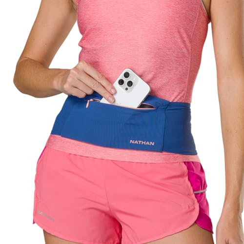 Nathan Zipster Max Running Belt Running Belts for Women and Men BounceFree Waist Pack with Extra Large Zipper Pocket Smartphone Storage Walking Gym Hiking BlueRose Gold Large - Image 3