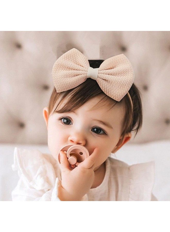 Cinaci 30 Pack Super Stretchy Nylon Headbands With Solid Knot Big Bow Nylon Hair Bands Baby Girls Oversized Hair Bows On Elastic Headbands Accessories For Baby Girls Infants Toddlers Kids Teens - Image 3