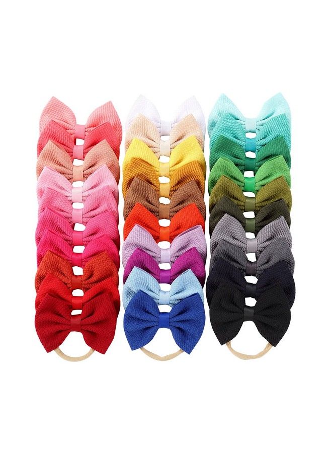 Cinaci 30 Pack Super Stretchy Nylon Headbands With Solid Knot Big Bow Nylon Hair Bands Baby Girls Oversized Hair Bows On Elastic Headbands Accessories For Baby Girls Infants Toddlers Kids Teens - Image 1