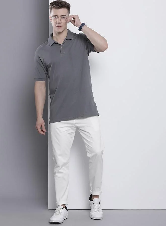 The Indian Garage Co White Men White Slim Fit Solid Chinos for Men | Best Price UAE