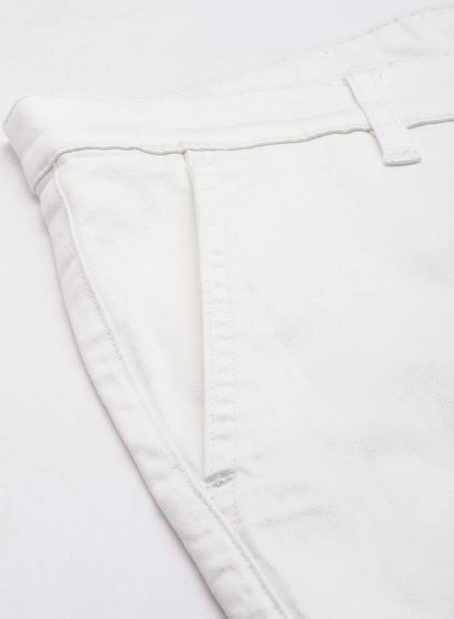 The Indian Garage Co White Men White Slim Fit Solid Chinos for Men | Best Price UAE
