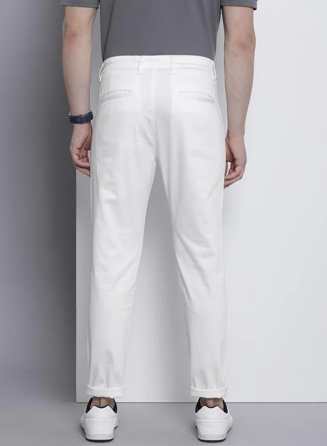 The Indian Garage Co White Men White Slim Fit Solid Chinos for Men | Best Price UAE