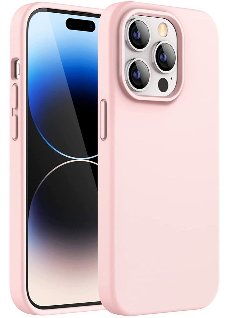 Raxoom Silicone Case for iPhone 14 Pro Max 6.7-inch, Silky-Soft Touch Full-Body Protective Phone Case, Shockproof Cover with Microfiber Lining (Pink) - Image 1