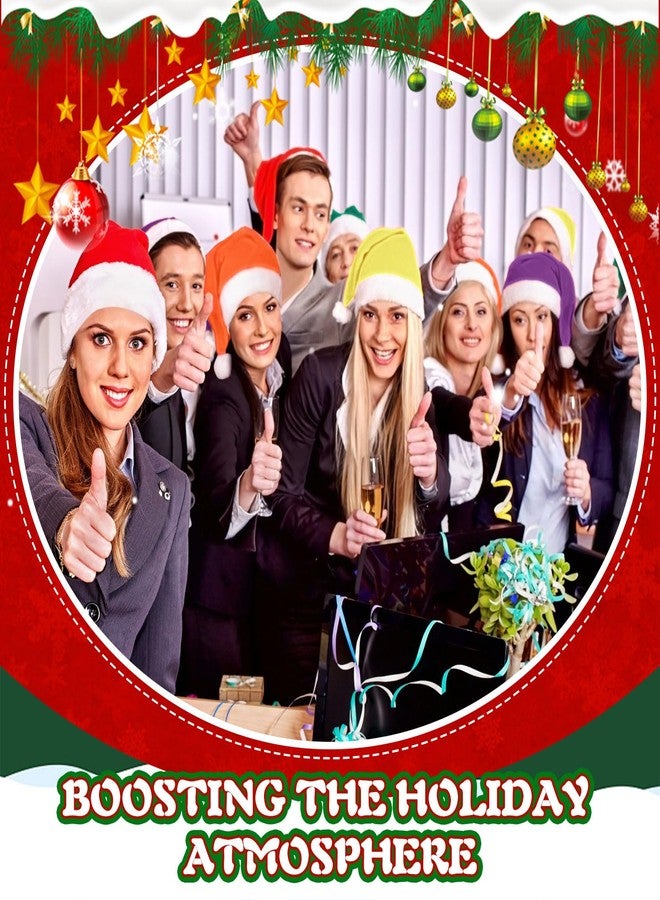 Chuarry 50 Pcs Santa Hat for Adults Non Woven Fabric Christmas Hats with White Cuffs Unisex Xmas Hat for Party (Mixed Color) - Image 3