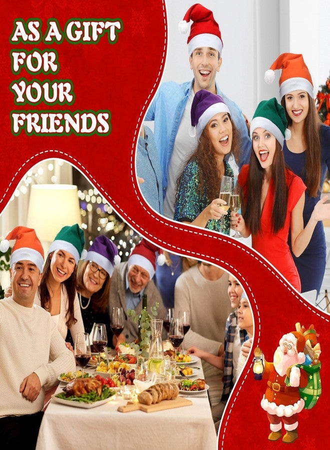 Chuarry 50 Pcs Santa Hat for Adults Non Woven Fabric Christmas Hats with White Cuffs Unisex Xmas Hat for Party (Mixed Color) - Image 4