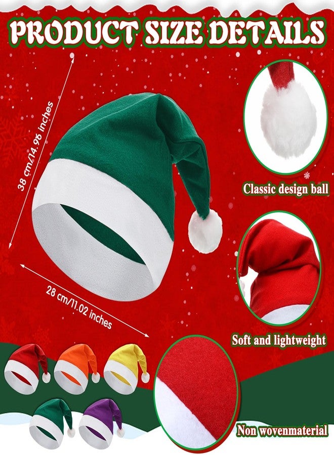 Chuarry 50 Pcs Santa Hat for Adults Non Woven Fabric Christmas Hats with White Cuffs Unisex Xmas Hat for Party (Mixed Color) - Image 2
