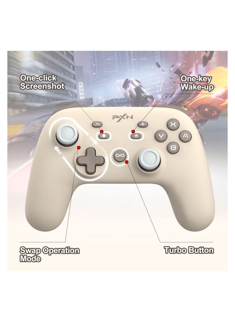 No branded Pxn P50 Wireless Gaming Switch Pro Controller Support Adjustable Dual Vibration Macros Turbo Gyro Axis NFC and Screenshot Remote Gamepad Joystick for Nintendo Switch Lite and OLED (BROWN)  - Image 5