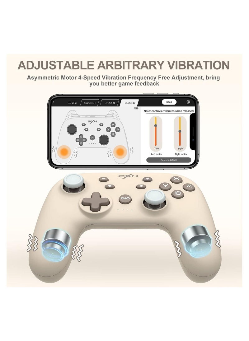 No branded Pxn P50 Wireless Gaming Switch Pro Controller Support Adjustable Dual Vibration Macros Turbo Gyro Axis NFC and Screenshot Remote Gamepad Joystick for Nintendo Switch Lite and OLED (BROWN)  - Image 4