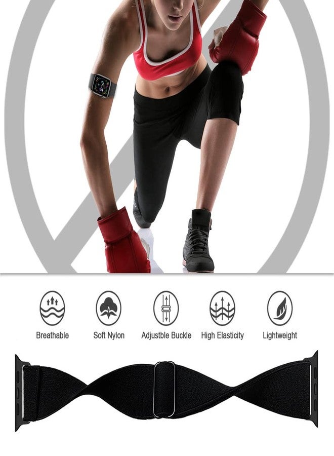 IFCASE Elastic Arm/Ankle Band for Apple Watch 49mm 46mm 45mm 44mm iWatch Series Ultra 10 9 8 7 6 5 4 SE, Sport Strap Unisex Armband or Ankleband (Black) - Image 3