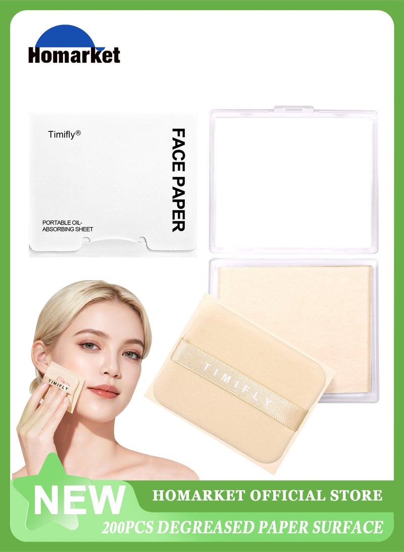 Timifly Oil Blotting Sheets for Face, 200 Counts Gardenia Blotting Paper For Oily Skin with Portable Mirror Case & Makeup Puff, Oil Absorbing Sheets For Face - Image 1