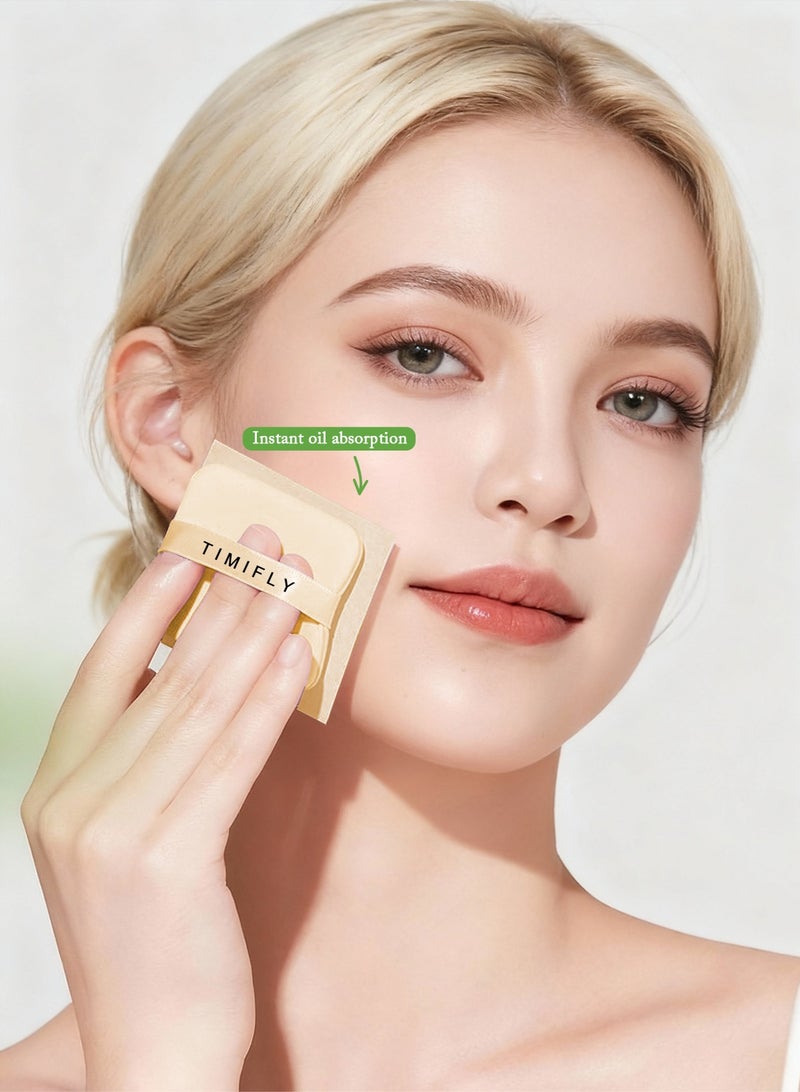 Timifly Oil Blotting Sheets for Face, 200 Counts Gardenia Blotting Paper For Oily Skin with Portable Mirror Case & Makeup Puff, Oil Absorbing Sheets For Face - Image 2