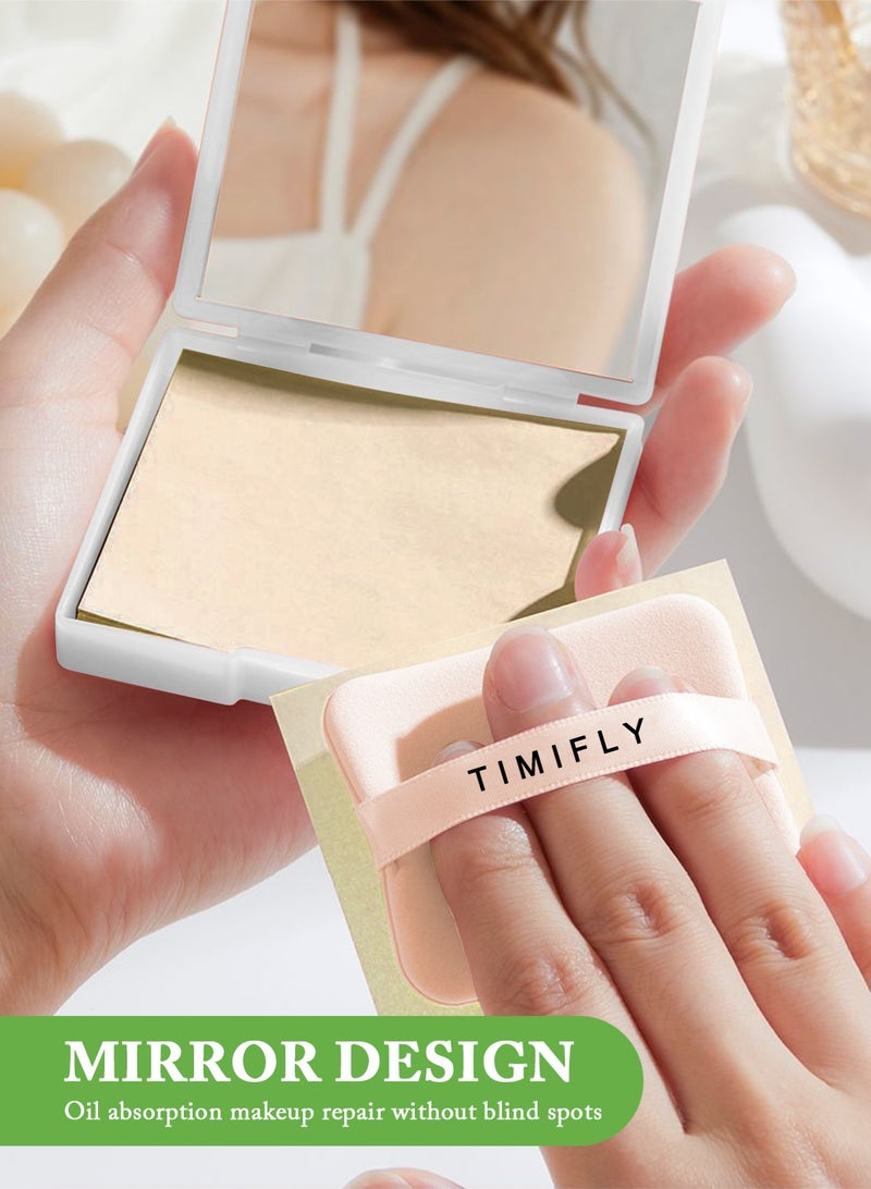 Timifly Oil Blotting Sheets for Face, 200 Counts Gardenia Blotting Paper For Oily Skin with Portable Mirror Case & Makeup Puff, Oil Absorbing Sheets For Face - Image 4