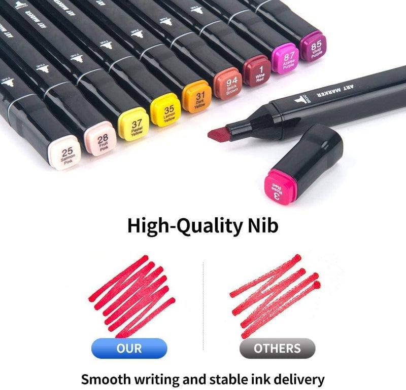 FINEMOE Dual Tip Marker Set of 24 Alcohol Markers with Portable Storage Bag,Waterproof Sketch Pens for Kids,Artists & Students,Quick-Dry Colour Art Kit for Drawing,Journaling,Gifts for Girls,Multi - Image 5