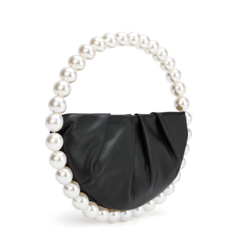 CARIEDO Pearl Soft Face Pleated Handbag Advanced Evening Bag Party Prom Bride Purse Phone Clutch Purse - Image 3