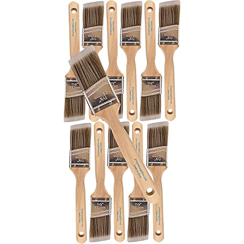 Pro-Grade Pro Grade - Paint Brushes - 12Ea 1.5" Angle Brushes - Image 1