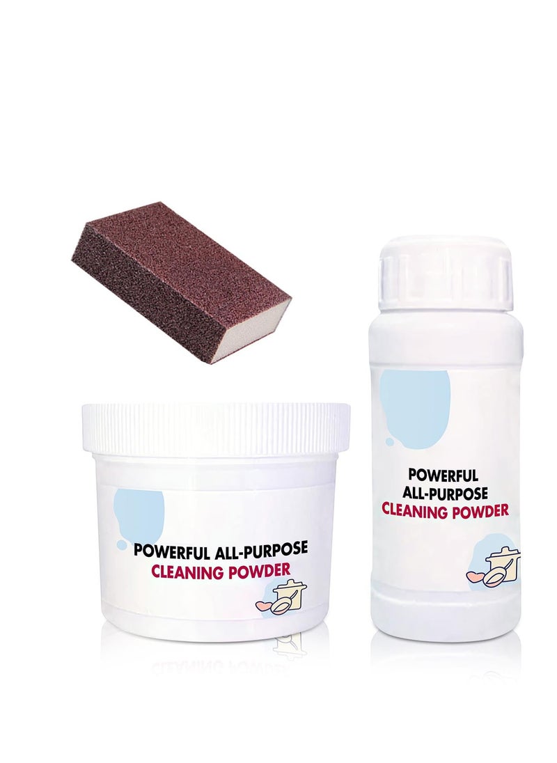 KASTWAVE Kitchen All Purpose Powder Cleaner, Foam Rust Remover Kitchen All Purpose Cleaning Powder, Household Multifunctional Strong Cleaning Agent, Household Essentials(2pcs+Sponge)  - Image 1