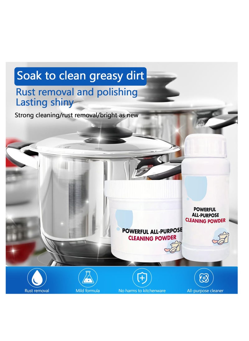 KASTWAVE Kitchen All Purpose Powder Cleaner, Foam Rust Remover Kitchen All Purpose Cleaning Powder, Household Multifunctional Strong Cleaning Agent, Household Essentials(2pcs+Sponge)  - Image 3