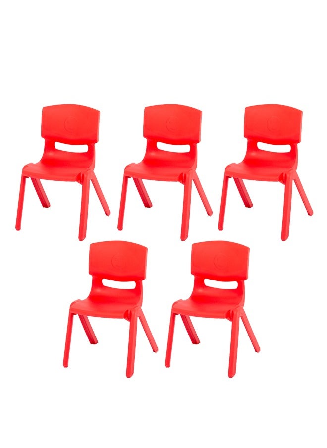 JSAITOYS 5-Piece Non-Poisonous Plastic Children Chair Red Safety Plastic Kid Chairs  - Image 1