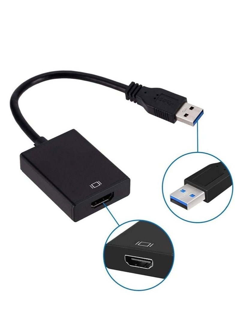 Ntech محول USB إلى HDMI من NTECH، محول USB 3.0، 2.0 إلى HDMI 1080P، كابل رسوميات فيديو مع صوت. متوافق مع أنظمة التشغيل Windows XP و7 و8 و8.1 و10 وأجهزة العرض المحمولة وأجهزة التلفزيون عالية الدقة - Image 2